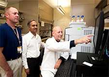 (From left) Drs. Charles Smith, Raghuraman Kannan, and Timothy Hoffman at the Truman VA Medical Center and the University of Missouri-Columbia are studying gold nanocage delivery of chemotherapeutic agents as a means to specifically target cancer cells to enhance tumor treatment effectiveness.   