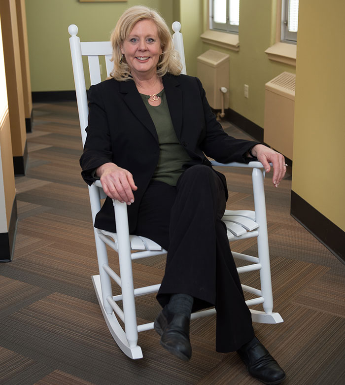 Dr. Rene' Cross, who served in the Air Force and Naval Reserve and is today a nurse practitioner at the Louisville VA, led a study on the benefits of rocking chair therapy for Veterans struggling with homelessness and substance abuse. (Photo by Thomas Downs)   
