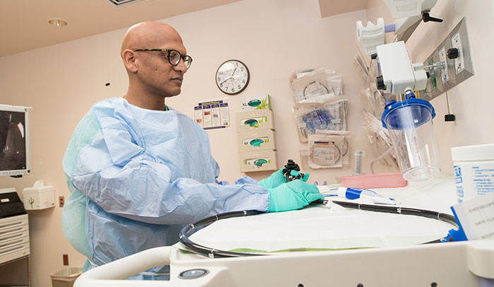 Dr. Samir Gupta, chief of gastroenterology at the VA San Diego Healthcare System, is leading the VA Colonoscopy Collaborative. (Photo by Christopher Menzie)  