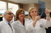 A team at the Minneapolis VA Health Care System and the University of Minnesota, including (from left) Drs. Khalil Ahmed, Gretchen Unger, and Janeen Trembley, are working on a targeted nanomedicine approach to infiltrate and kill cancer cells without harming normal tissue.