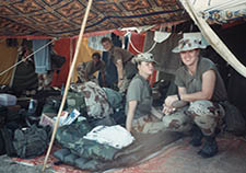 Women soldiers are seen in their quarters in Guardian City, Saudi Arabia, in 1990 during the Persian Gulf War.