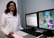   Dr. Uzma Samadani is developing protocols to detect mild brain injury based on eye tracking. (Photo by Lamel Hinton))