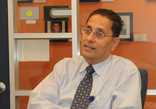 Dr. Hardeep Singh of VA's Houston-based Center for Innovations in Quality, Effectiveness and Safety studies issues relating to patient safety and the
    electronic medical record. <em>(Photo by Deborah Williams)</em>
