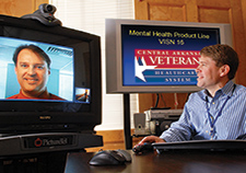  Drs. John Fortney (on screen) and Jeffrey Pyne were part of the team that worked on a VA study of telehealth for PTSD. 