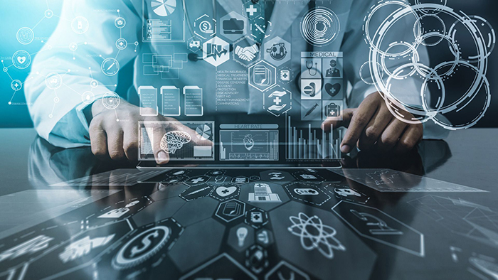 person looking at data