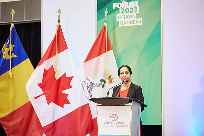 Dr. Suma Muralidhar was the keynote speaker at the 2023 Forum of the Canadian Institute for Military and Veteran Health Research in Quebec, Canada. (Photo Â© Wellington Imagery)