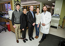 Dr. Harvey Smith (center) is seen with colleagues (from left) Drs. Lachlan Smith, Kyong-Mi Chang, Sarah Gullbrand, and Robert Mauck. (Photo by Tommy Leonardi) 