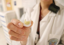 Bioprosthetic valves are made from cow or pig tissue. They are inserted surgically to replace aortic valves that are no longer able to properly control blood flow from the heart out to the rest of the body. (Photo by Mackenzie Adams)  