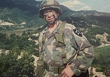 This 1995 photo shows Lance Sneath prior to a field worship service he provided for troops during a training exercise with the 2d Infantry Division near the Demilitarized Zone in Korea. <em>(Photo courtesy of L. Sneath)</em>  