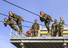 Marine Corps recruits go through training in San Diego in 2016. Experts say genetic tests for PTSD risk might eventually be used to help tailor military assignments, or to target some troops for extra resiliency training. (Photo by Lance Cpl. Angelica I. Annastas/USMC) 