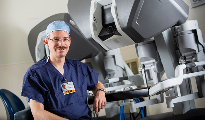 Dr. Florian Schroeck is chief of urology at the White River Junction VA Medical Center in Vermont and an assistant professor at Dartmouth College. He has studied the cost-effectiveness of newer prostate cancer treatments such as robot-assisted surgery. (Photo by Mark L. Washburn/ Dartmouth-Hitchcock Medical Center)</p>
 