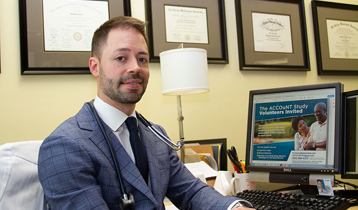 Dr. Matthew Tuck is an internist at the Washington DC VA Medical Center and lead site investigator for the African American Cardiovascular Pharmacogenomics Consortium (ACCOuNT). (Photo by Mike Richman) 