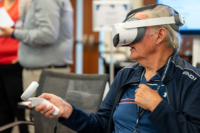 A Veteran at the Orlando VA Medical Center in Florida tries out virtual reality technology. (Photo courtesy VA Immersive team)