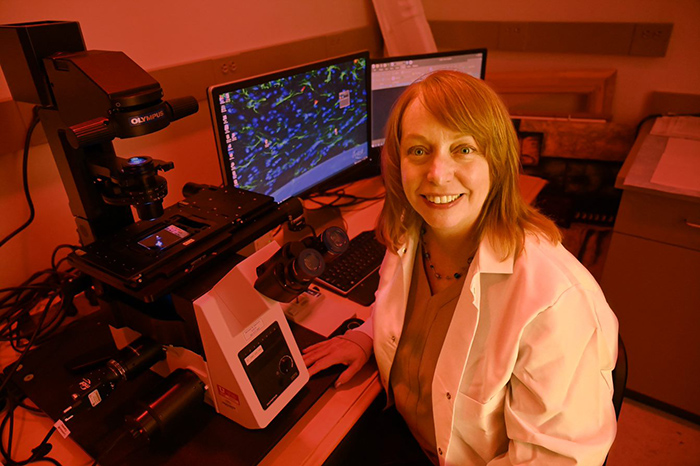 Dr. Candace Floyd, a specialist in TBI and spinal cord injury research at the Salt Lake City VA, is the lead investigator for the Interagency Resource Coordinating Center for Preclinical TBI Research. (Photo by Jeff Grandon)