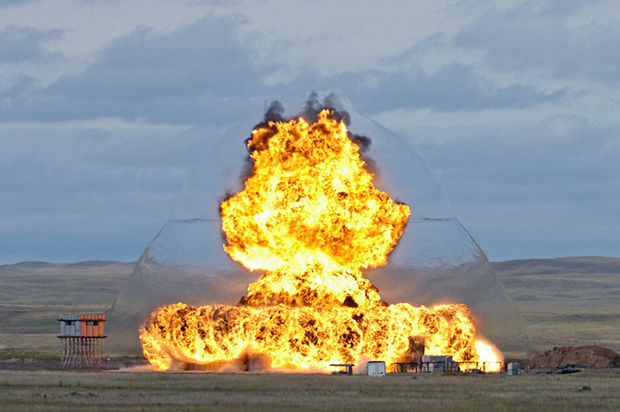  Example of an explosives trial conducted on the Experimental Proving Ground (EPG) at the Defence Research and Development Canada-Suffield Research Centre. (Photo courtesy Defence Research and Development Canada.)
