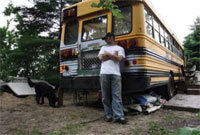 This Veteran found temporary living space in an abandoned school bus near a park in Freeborn County, Minn. Image used with permission of the Greater Minnesota Housing Fund,Portraits of Home: Veterans in Search of Shelter.