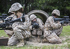 Women Marine recruits take part in training at Parris Island in July 2016. <em>(Photo by Cpl. John-Paul Imbody, USMC)</em>