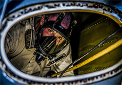 Airman 1st Class Nicholas McKinney prepares to be extracted from the inside of a C-17 Globemaster III fuel tank during training at Joint Base Charleston,
    S.C. Fuel system repair airmen remove, repair and install the fuel cells and tanks. 