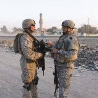 Tim Bahr (left) during his tour in Iraq.