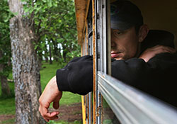    Nick, who served with the Army National Guard, was living in an abandoned school bus near a city park in Freeborn County, Minneapolis, when this image was
    taken as part of the 