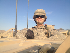 Molly Klote at the Fort Irwin National Training Center in California in 2013, after completing two weeks of war games in the Mojave Desert. 